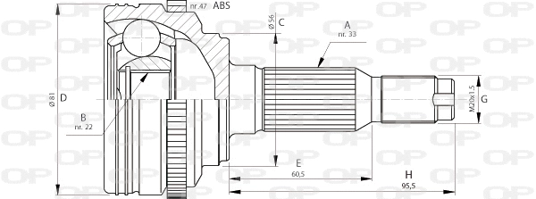 Joint Kit, drive shaft (CVJ5711.10)