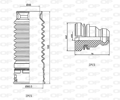 Dust Cover Kit, shock absorber (DCK5093.04)