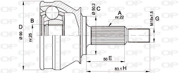 Joint Kit, drive shaft (CVJ5356.10)