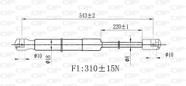 Gas Spring, bonnet (GSR6432.00)