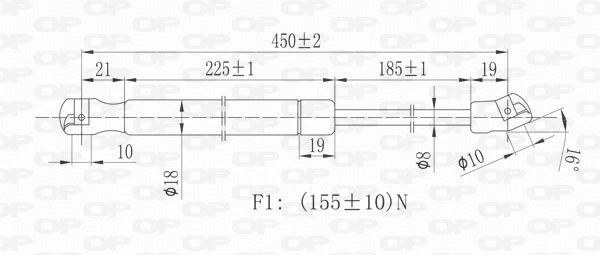 Gas Spring, rear window (GSR6015.00)