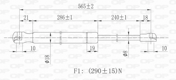 Gas Spring, bonnet (GSR6357.00)