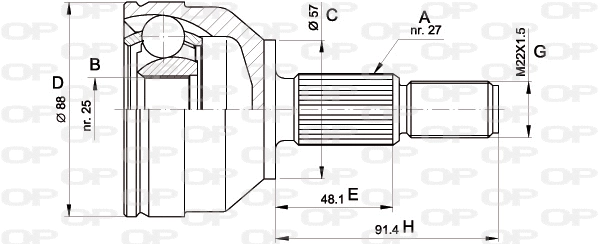 Joint Kit, drive shaft (CVJ5202.10)