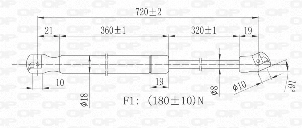 Gas Spring, bonnet (GSR6045.00)
