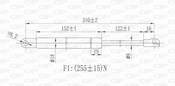 Gas Spring, rear window (GSR6119.00)