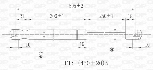 Gas Spring, bonnet (GSR6205.00)