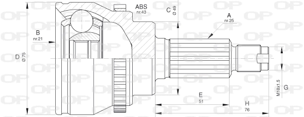 Joint Kit, drive shaft (CVJ5648.10)