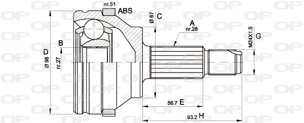 Joint Kit, drive shaft (CVJ5358.10)