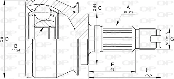 Joint Kit, drive shaft (CVJ5736.10)