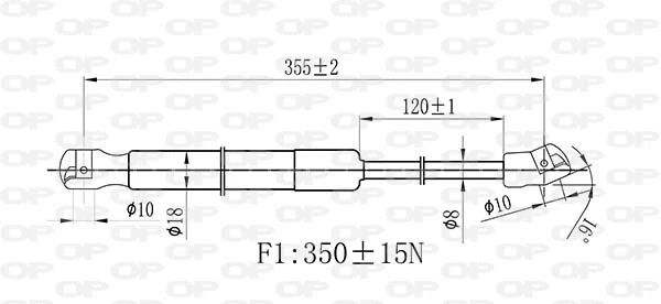 Gas Spring, bonnet (GSR6526.00)