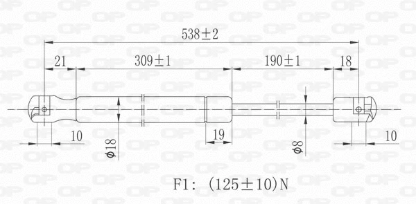 Gas Spring, bonnet (GSR6118.00)
