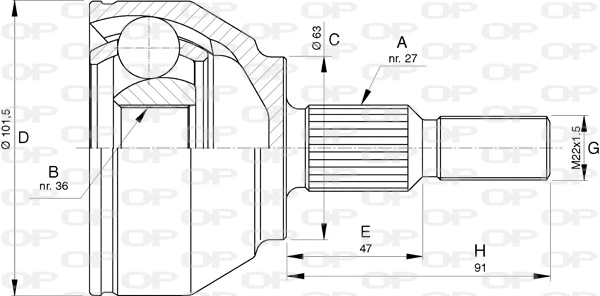Joint Kit, drive shaft (CVJ5756.10)