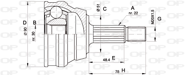Joint Kit, drive shaft (CVJ5008.10)