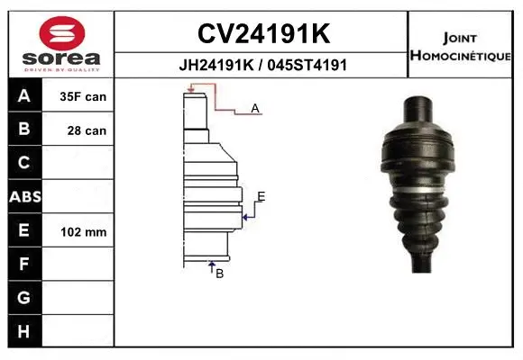 Joint Kit, drive shaft (CV24191K)