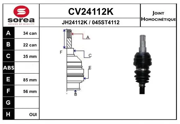Joint Kit, drive shaft (CV24112K)
