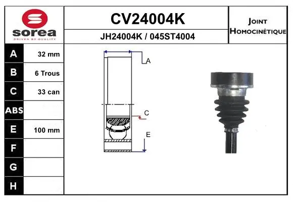 Joint Kit, drive shaft (CV24004K)