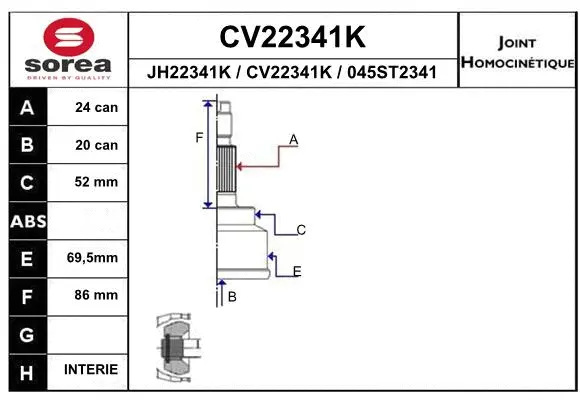 Joint Kit, drive shaft (CV22341K)