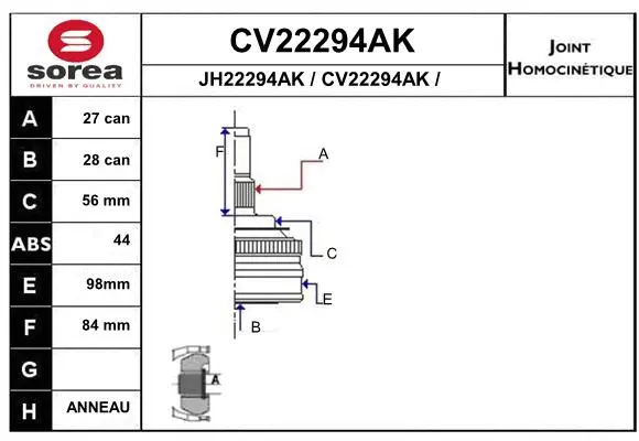 Joint Kit, drive shaft (CV22294AK)