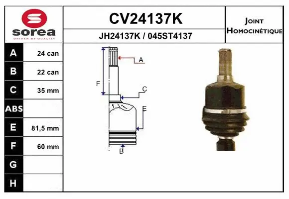 Joint Kit, drive shaft (CV24137K)
