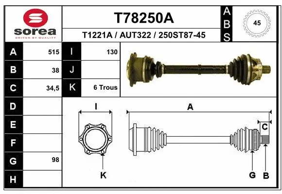 Drive Shaft (T78250A)