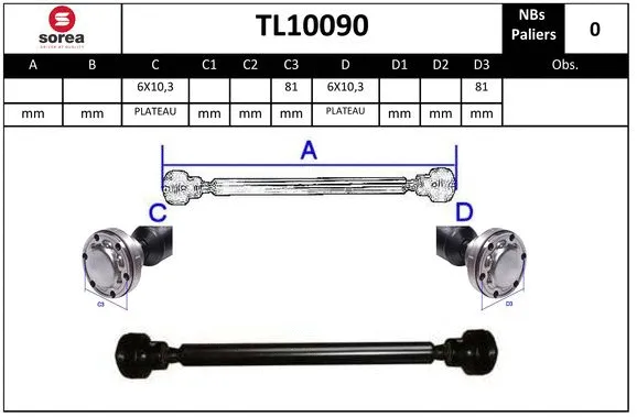 Propshaft, axle drive (TL10090)