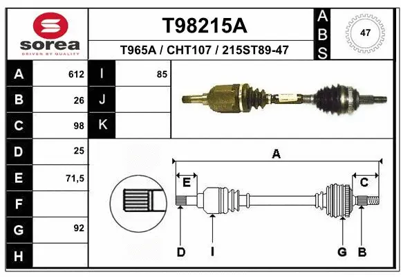 Drive Shaft (T98215A)