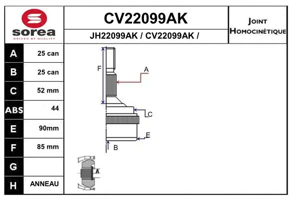 Joint Kit, drive shaft (CV22099AK)