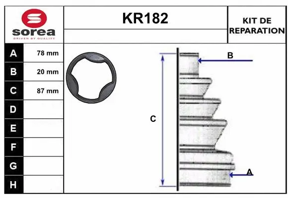 Bellow Kit, drive shaft (KR182)