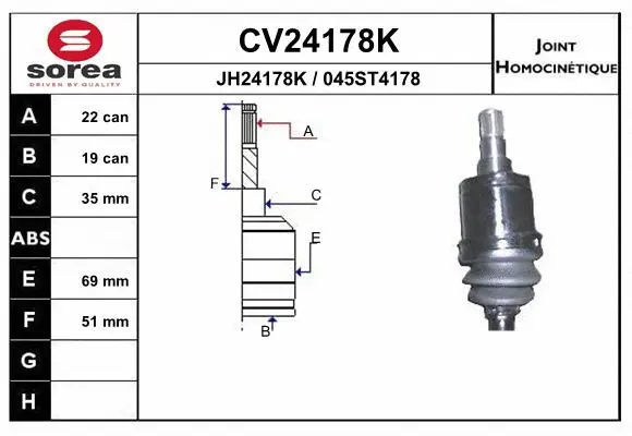 Joint Kit, drive shaft (CV24178K)