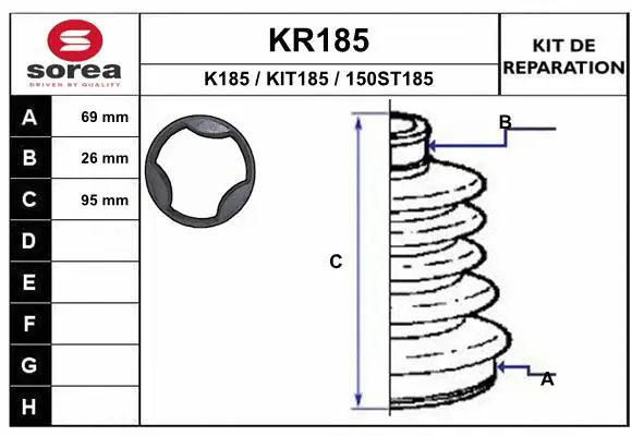 Bellow Kit, drive shaft (KR185)