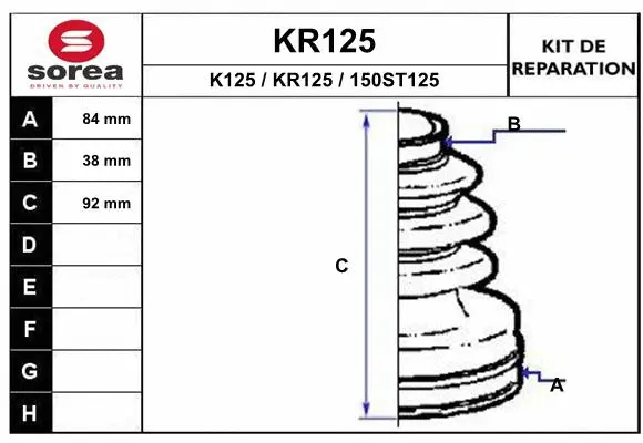 Bellow Kit, drive shaft (KR125)