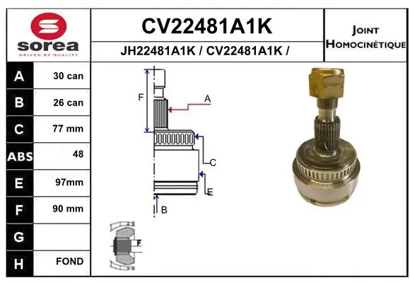 Joint Kit, drive shaft (CV22481A1K)