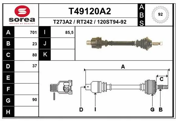 Drive Shaft (T49120A2)