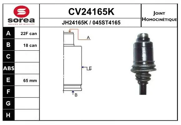 Joint Kit, drive shaft (CV24165K)