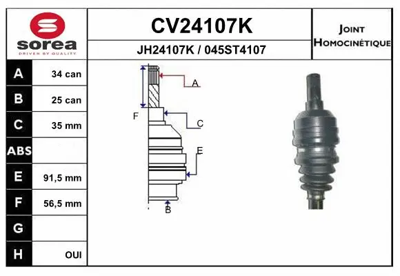Joint Kit, drive shaft (CV24107K)