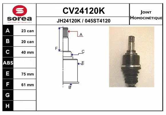 Joint Kit, drive shaft (CV24120K)