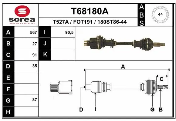 Drive Shaft (T68180A)