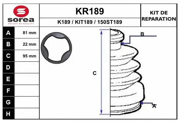 Bellow Kit, drive shaft (KR189)