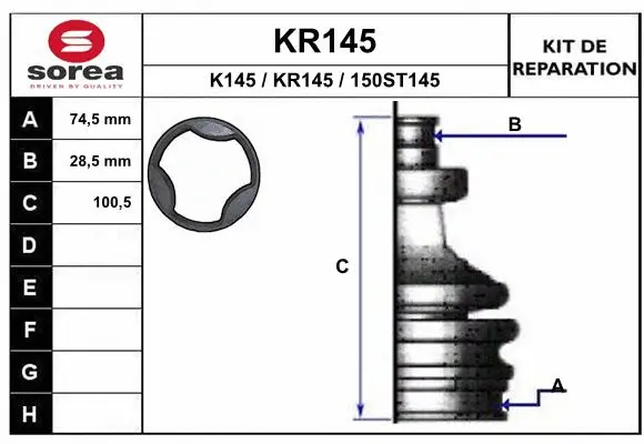 Bellow Kit, drive shaft (KR145)