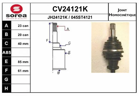 Joint Kit, drive shaft (CV24121K)