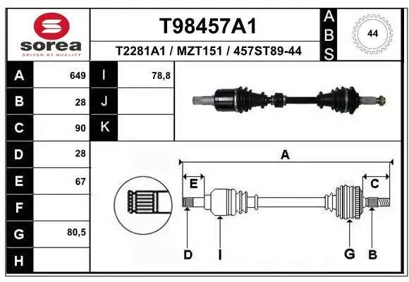 Drive Shaft (T98457A1)