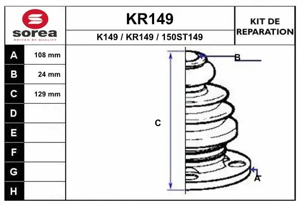 Bellow Kit, drive shaft (KR149)