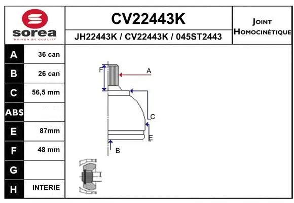 Joint Kit, drive shaft (CV22443K)