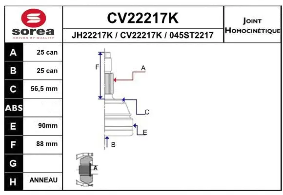 Joint Kit, drive shaft (CV22217K)
