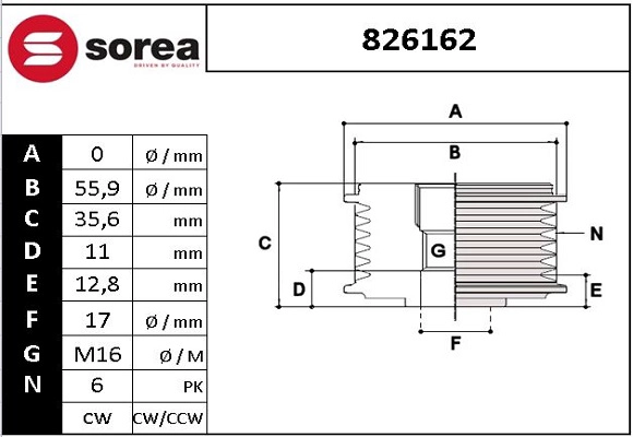 Alternator Freewheel Clutch (826162)