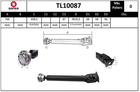 Propshaft, axle drive (TL10087)