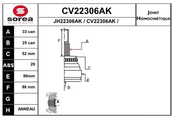 Joint Kit, drive shaft (CV22306AK)
