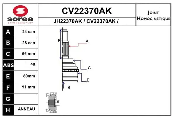 Joint Kit, drive shaft (CV22370AK)