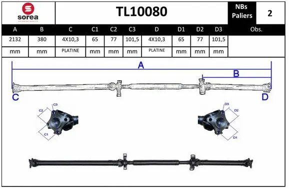 Propshaft, axle drive (TL10080)