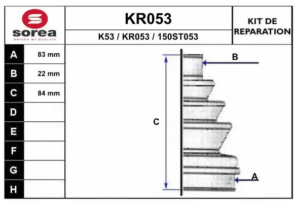 Bellow Kit, drive shaft (KR053)